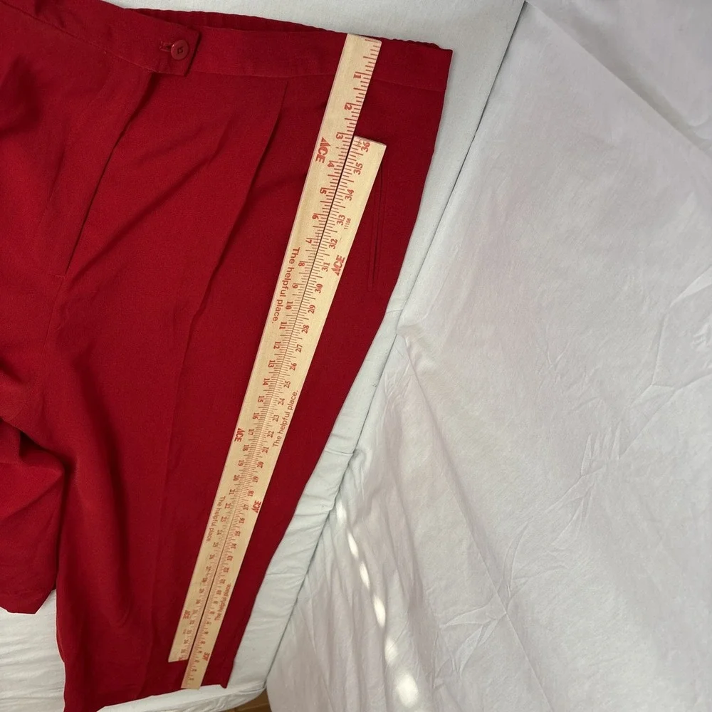 Lined Dress Pants Women Sz 20 Solid Red Pleated Front Elastic Waistbnd 40x26